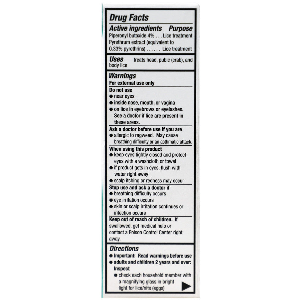 Herklin Head Lice Treatment Shampoo Prevents Lice All Hair Types, 2 Oz