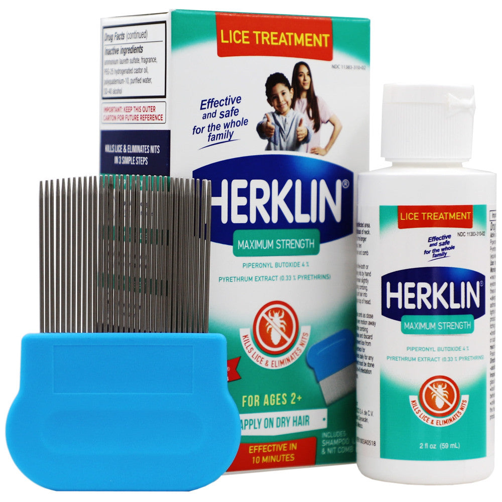 Herklin Head Lice Treatment Shampoo Prevents Lice All Hair Types, 2 Oz