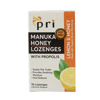 Pri Manuka Honey Lozenges With Propolis Soothing Cough and Throat Drops, Lemon, 16 Ea