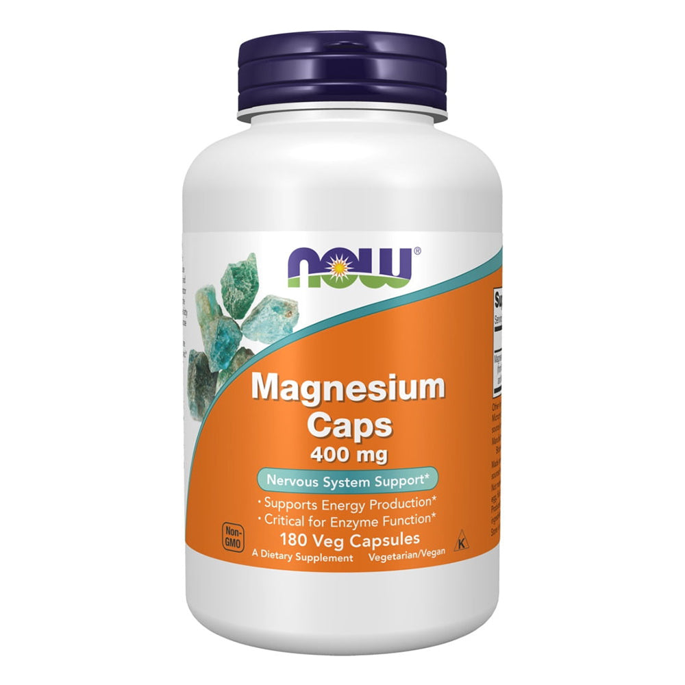 Now Foods Magnesium 400 mg Veg Capsules for Nervous System Support 180Ea