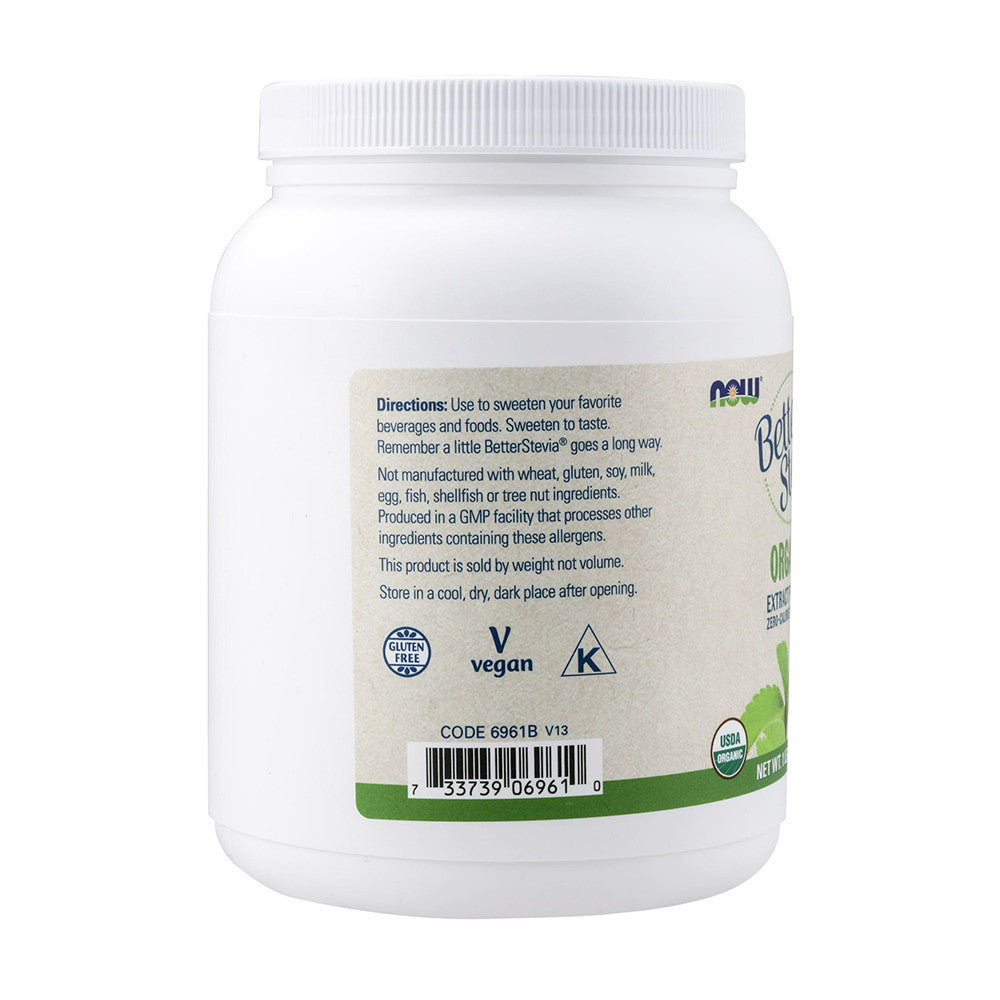 Now Foods Organic Better Stevia Extract Powder Zero Calorie Sweetener, 16 Oz