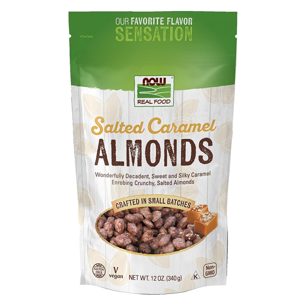Now Foods Salted Caramel Almonds for Snacking 12Oz (340g)