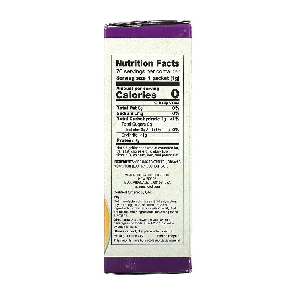 Now Foods Organic Monk Fruit Zero Calorie Sweetener, 70 Ea