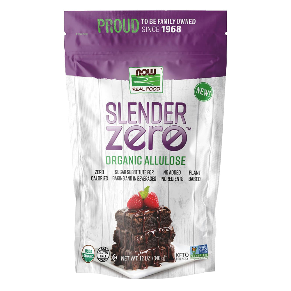 Now Foods Slender Zero Organic Allulose Powder for Zero Calorie Sweetening and Baking Use 12Oz (340g)
