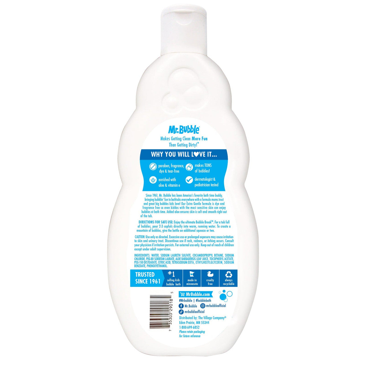 Mr. Bubble Extra Gentle Liquid Bubble Bath, Fragrance Free, 16 Oz