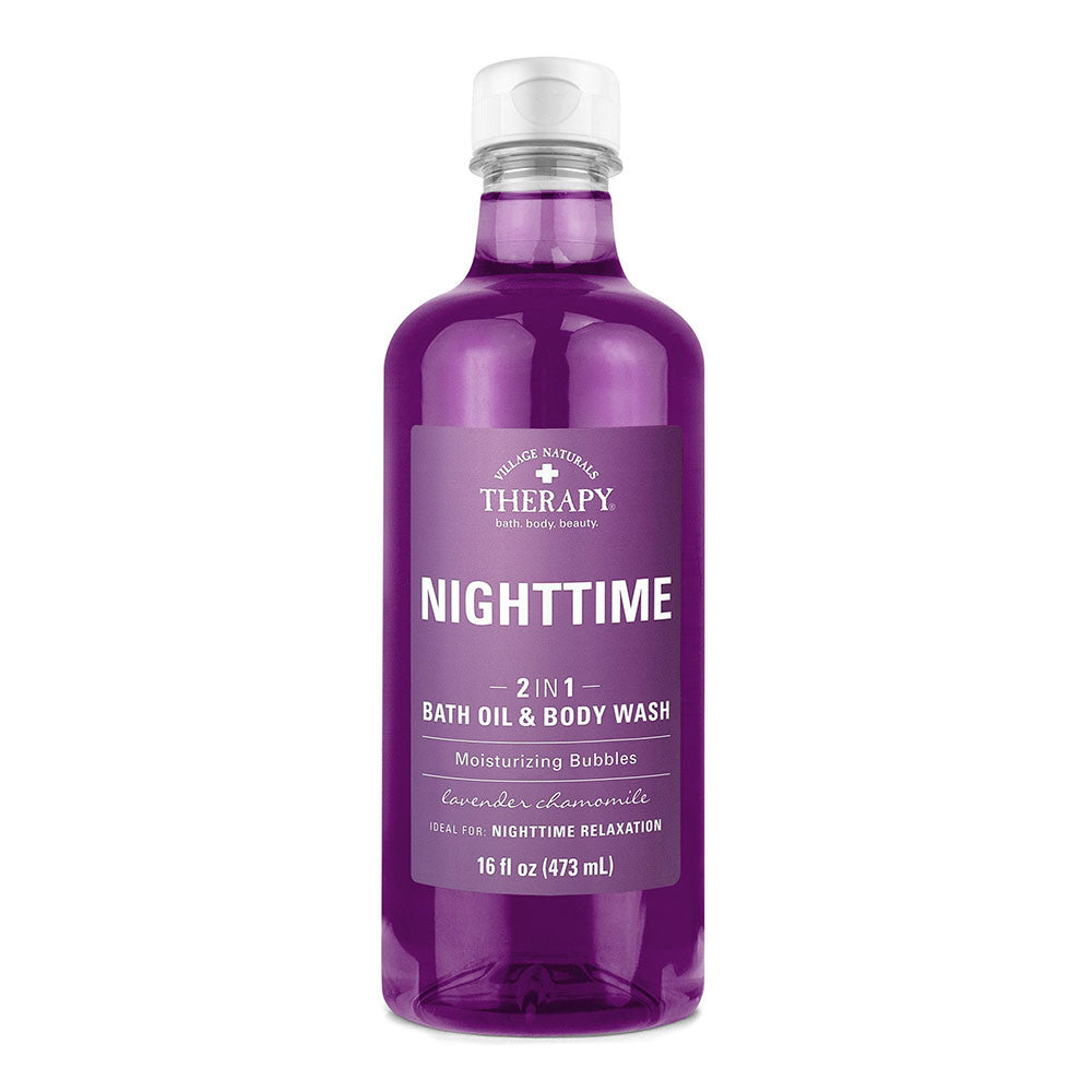 Village Naturals Foaming Bath Oil And Body Wash, Aches and Pains Nighttime Relief, 16 Oz