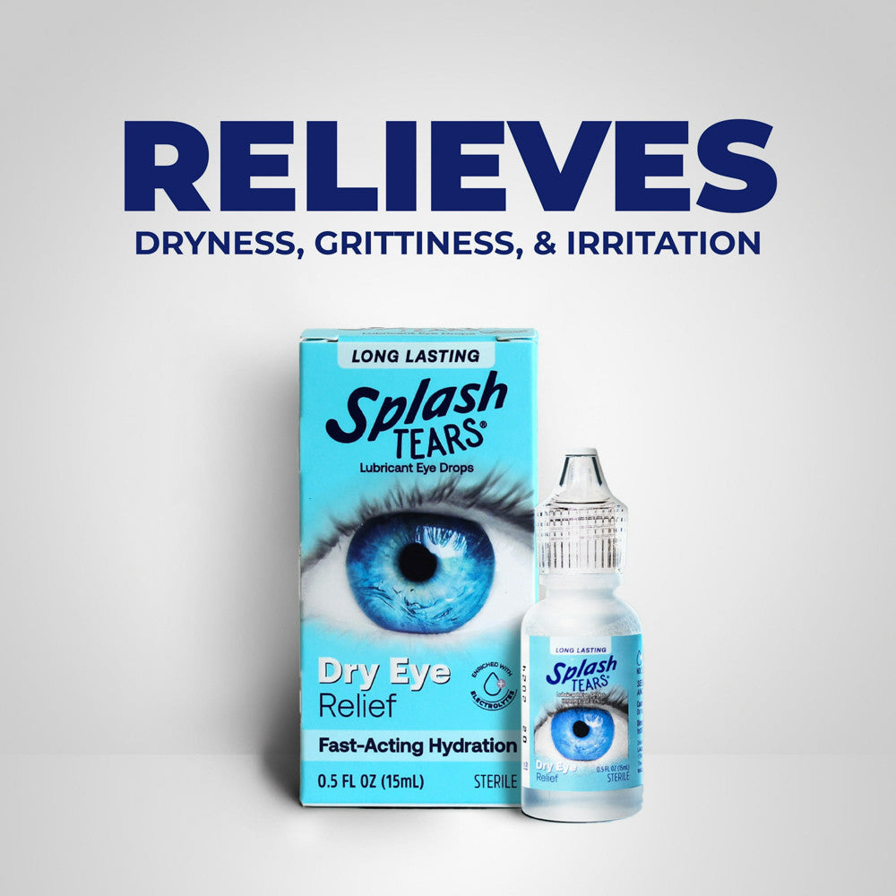 Splash Tears Lubricant Eye Drops Fast Acting Artificial Tears for Dry Eyes, 0.5 Oz