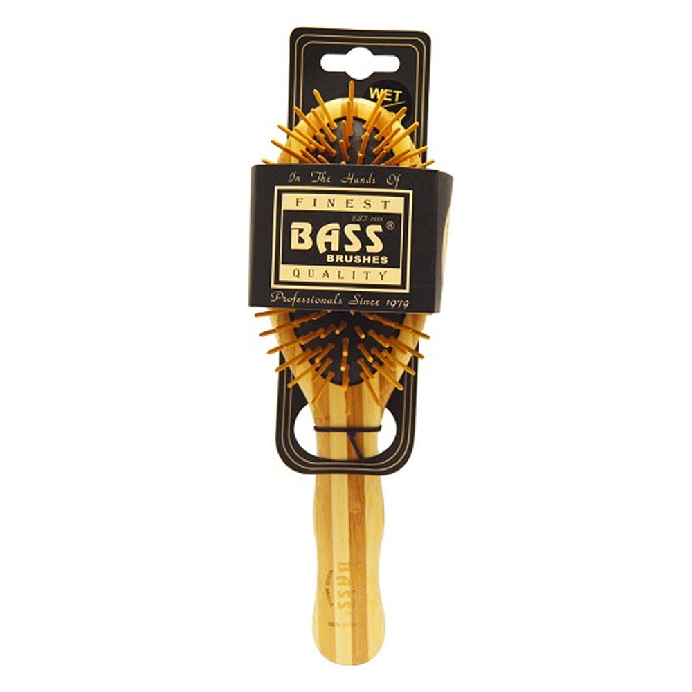 Bass Brushes Large Oval Cushion Wood Bristles Brush with Wood Handle 1Ea