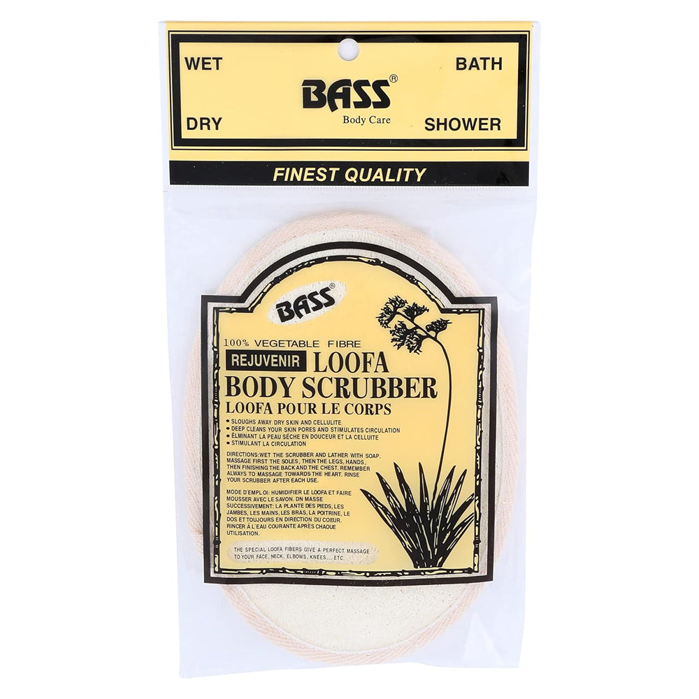 Bass Brushes Spa Raw Loofah Eco Friendly Natural Cotton Terry Dry Body Scrubber Pad 1Ea
