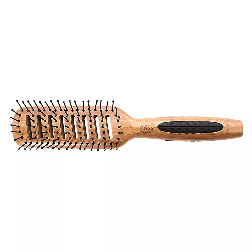 Bass Brushes Style and Detangle Bamboo Handle Nylon Pin 7 Row Vented Hair Brush 1Ea