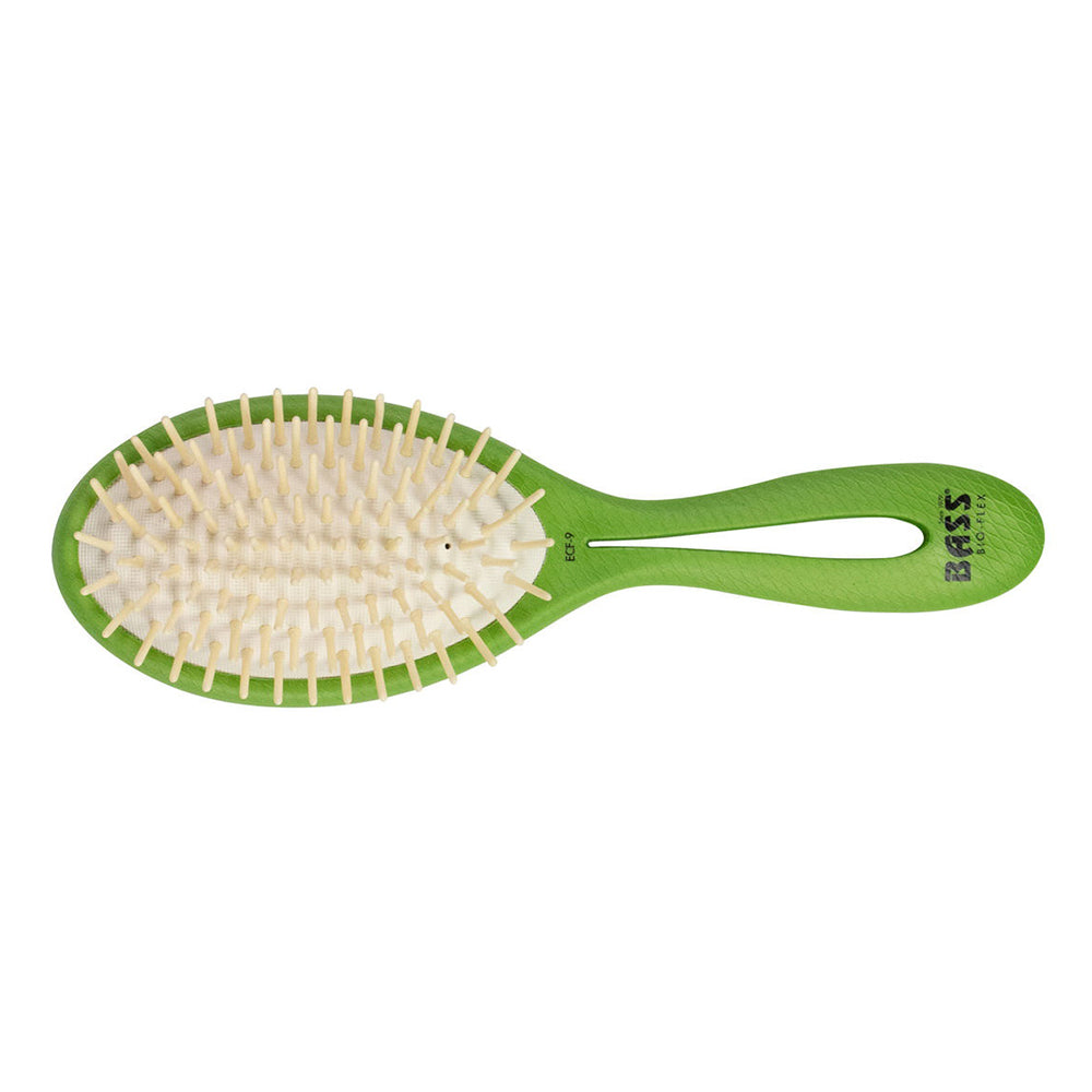 Bass Brushes Bio Flex Wood Natural Wood Pin Eco Medium Oval Shape Hairbrush Assorted Color 1Ea