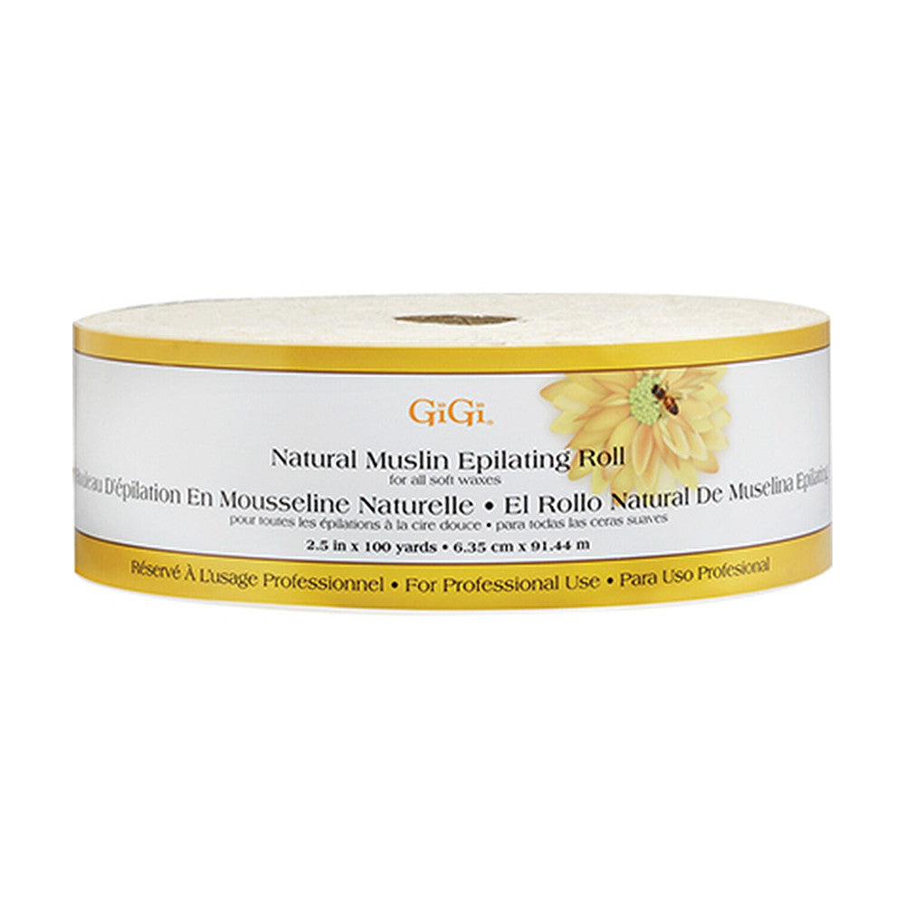 Gigi Natural Muslin Epilating Roll for All Soft Waxes 100 Yards, 1 Ea