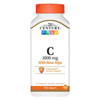21st Century Vitamin C 1000 Mg with Rose Hips Supplement Tablets for Immune Support, 110 Ea