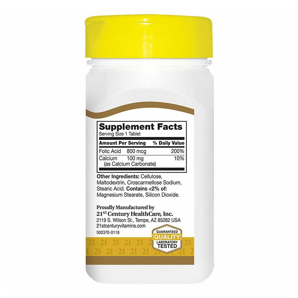 21st Century Folic Acid 800 Mcg Heart Health Support Supplement Tablets, 180 Ea