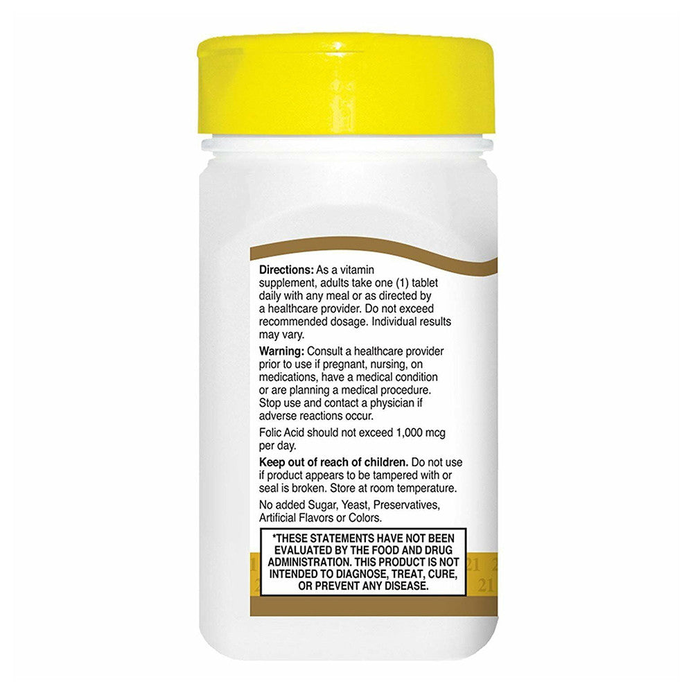 21st Century Folic Acid 800 Mcg Heart Health Support Supplement Tablets, 180 Ea