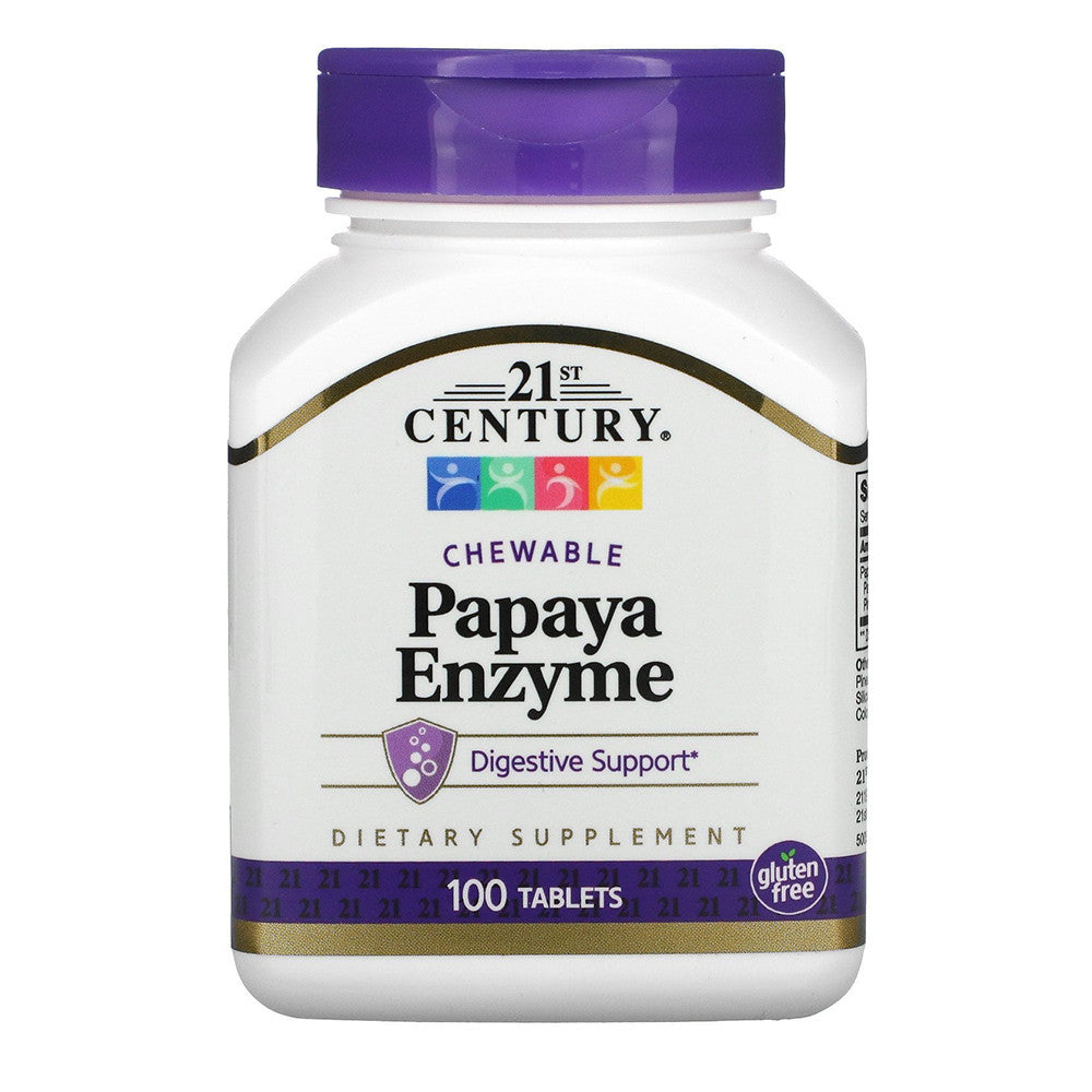 21st Century Papaya Enzyme Chewable Tablets for Digestive Support, 100 Ea