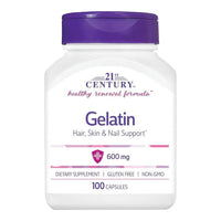 21st Century Gelatin 600 Mg Capsules for Hair, Skin and Nails, 100 Ea