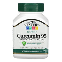 21st Century Turmeric Curcumin 95 Percent Herbal Supplements Capsules for Antioxidants, 45 Ea