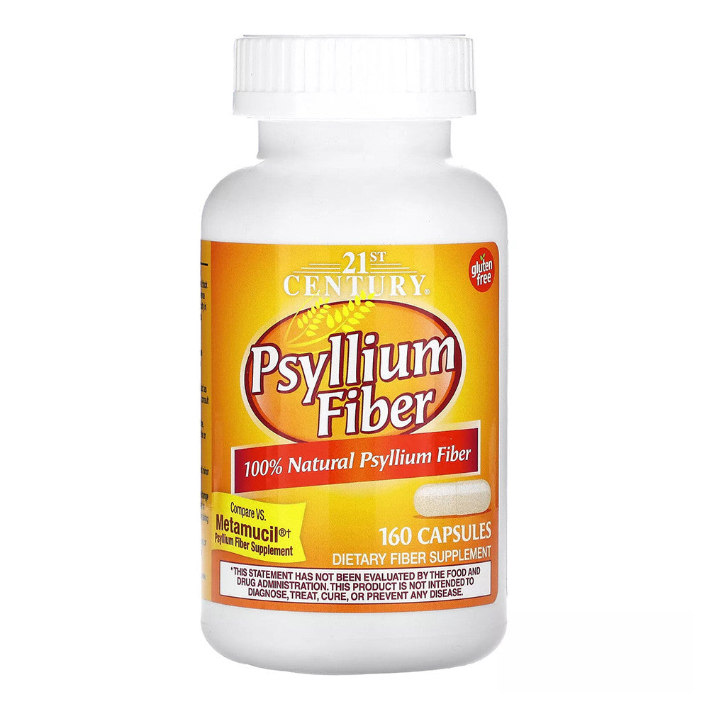 21st Century Natural Psyllium Fiber Supplement Capsules, 160 Ea