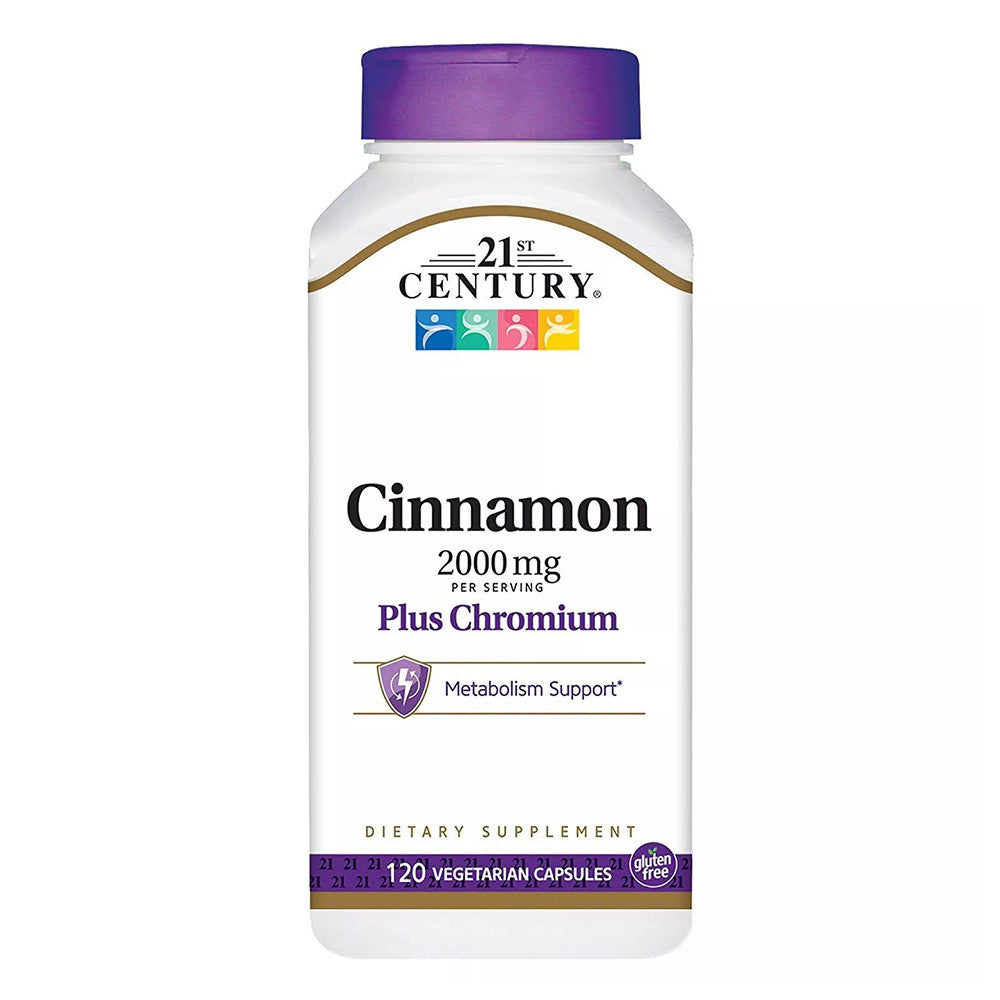 21st Century Cinnamon Plus Chromium 2000 Mg Vegetarian Capsules, 120 Ea