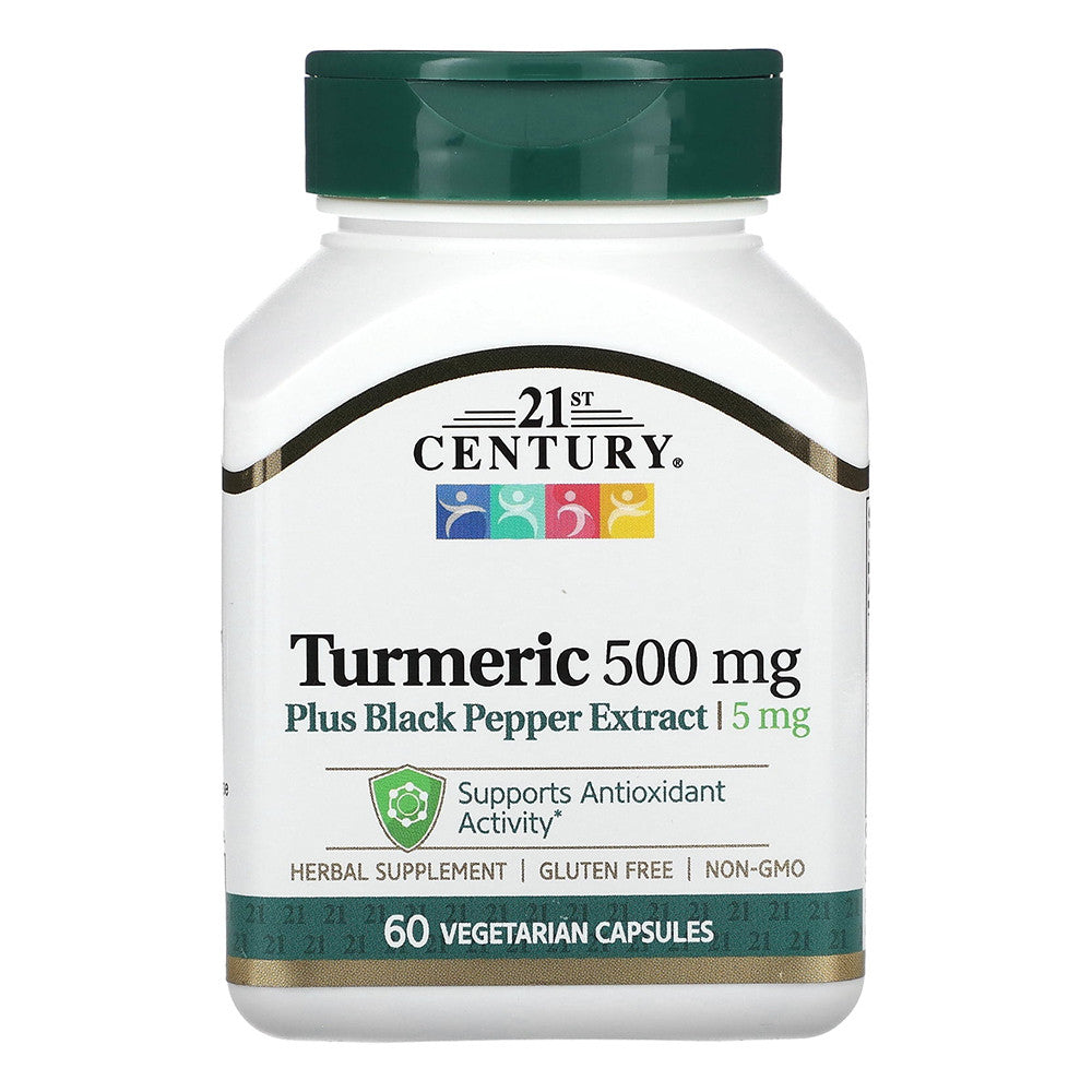 21st Century Turmeric 500 Mg Plus Black Pepper Extract Vegetarian Capsules, 60 Ea