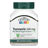 21st Century Turmeric 500 Mg Plus Black Pepper Extract Vegetarian Capsules, 60 Ea