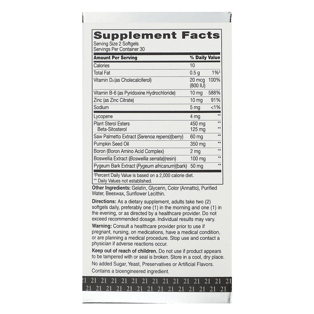 21st Century Mens Prostate Health Support Supplement Softgels, 60 Ea