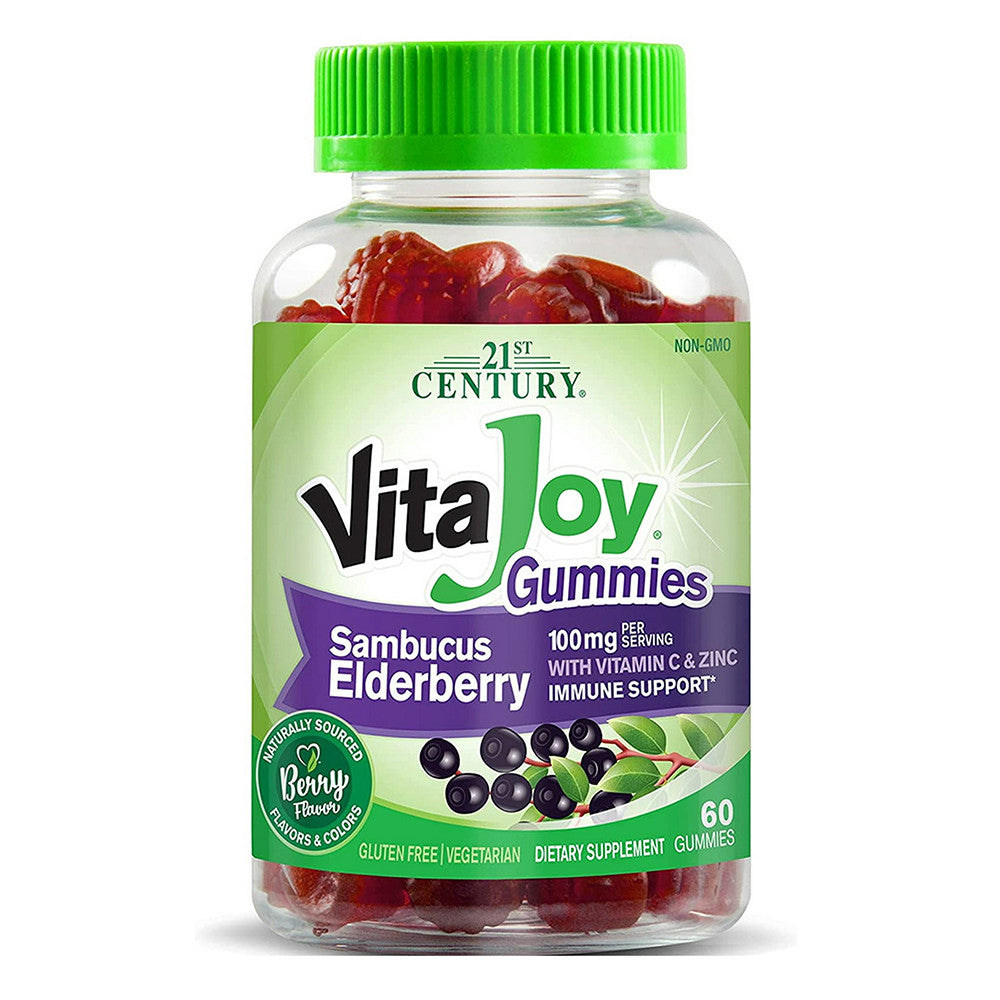 21st Century Vita Joy Sambucus Elderberry Dietary Supplement Gummies, Berry Flavor, 60 Ea