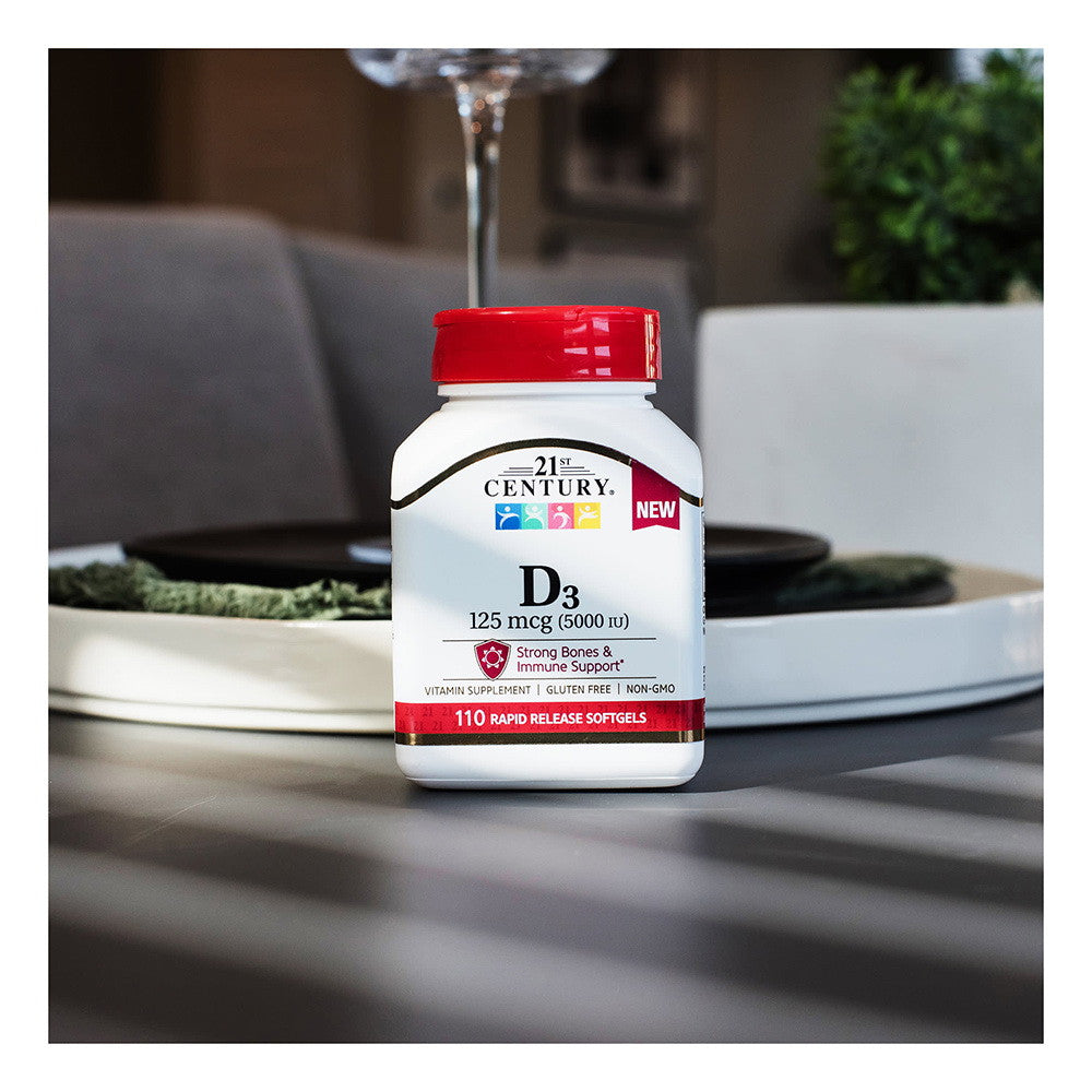 21St Century Vitamin D3, 125 Mcg (5,000 Iu) Rapid Release Softgels, 110 Ea