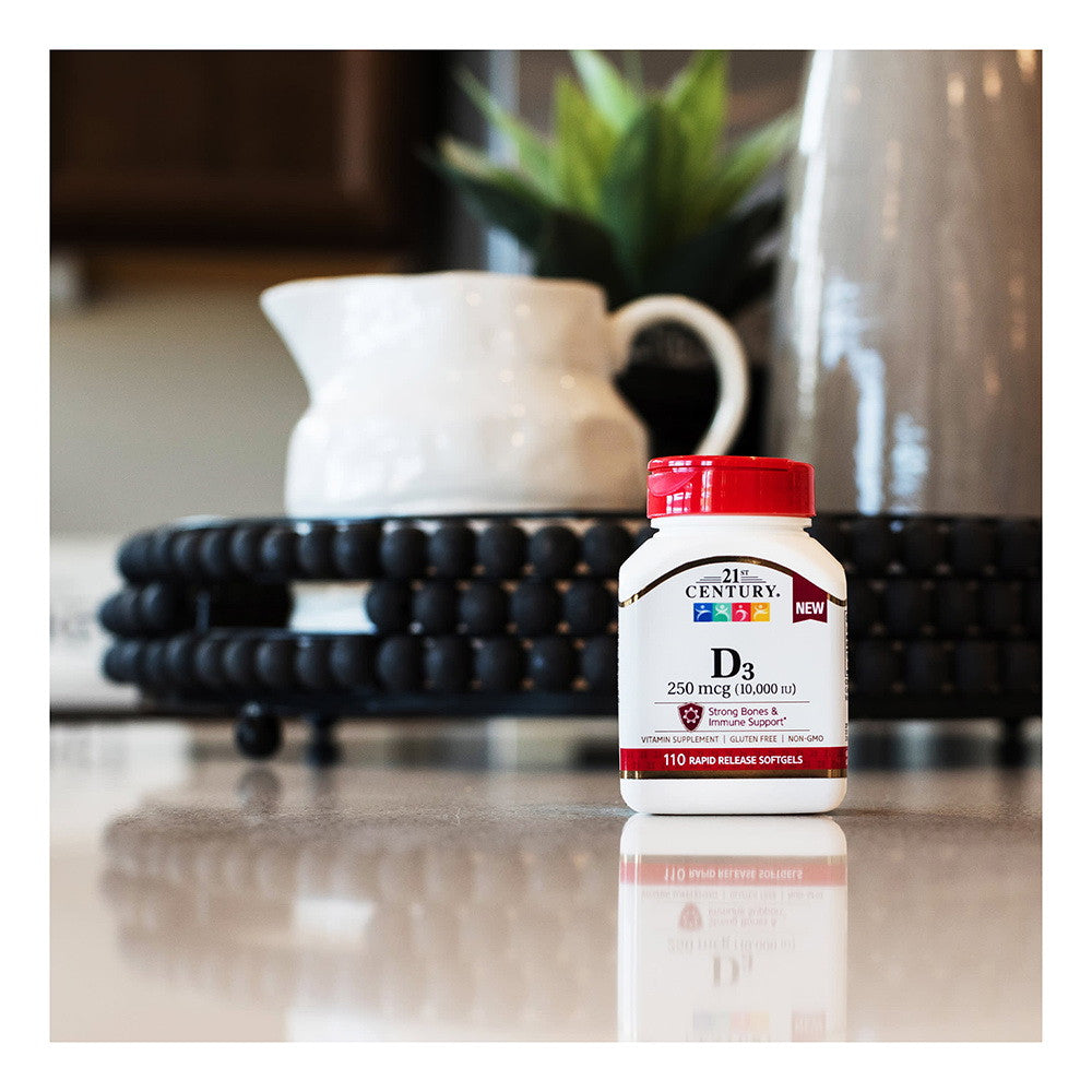 21St Century Vitamin D3 250 Mcg (10.000 Iu) Rapid Release Softgels, 110 Ea