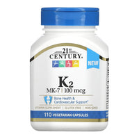 21st Century Vitamin K2, MK 7 100 mcg Vegetarian Supplement Softgels, 110 Ea