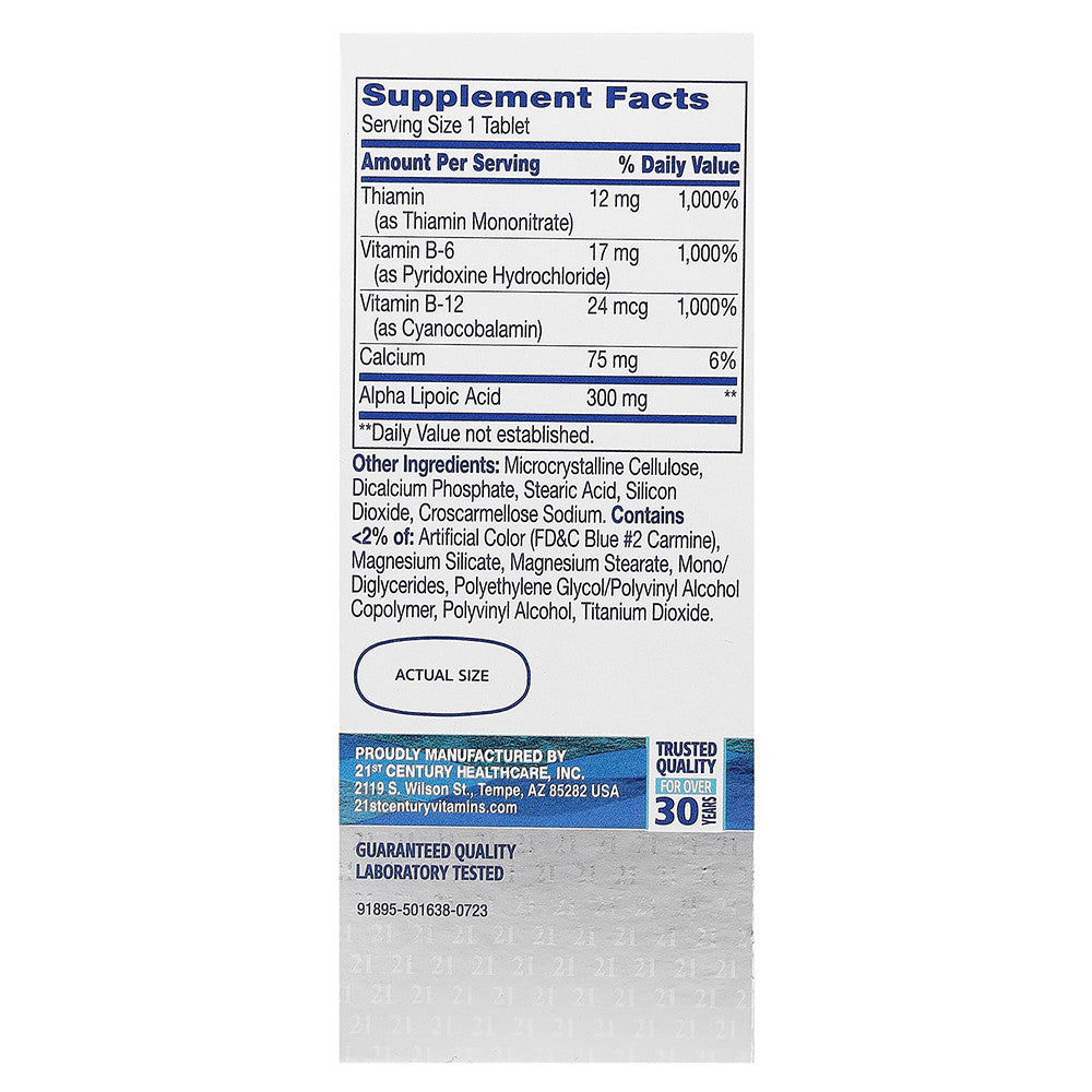 21st Century Nerve Health Supports Healthy Function Alpha Lipoic Acid Tablets, 30 Ea