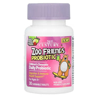 21st Century Zoo Friends Childrens Chewable Probiotic Tablets Age 4+, Fruit Punch Flavor, 30 Ea