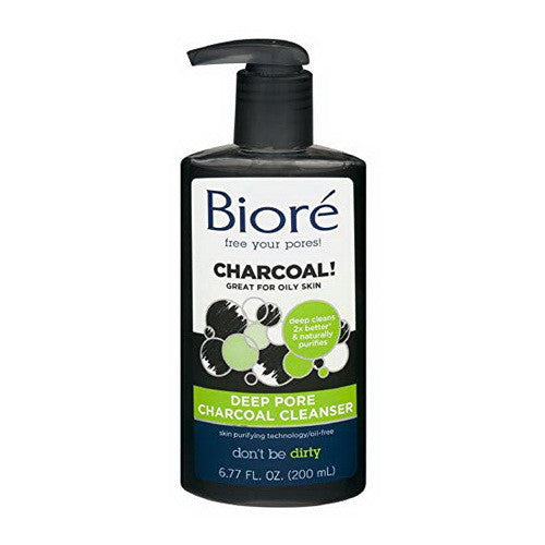 Biore Free Your Pores Deep Pore Charcoal Cleanser For Oily Skin, Face Wash, 6.77 Oz
