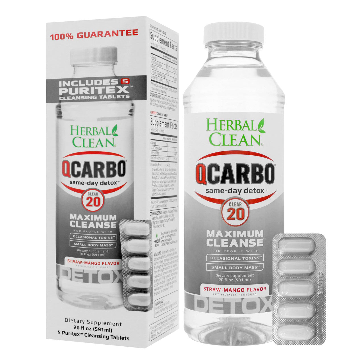 Bng Herbal Clean Qcarbo20, Cran Raspberry Flavor, 20 Oz