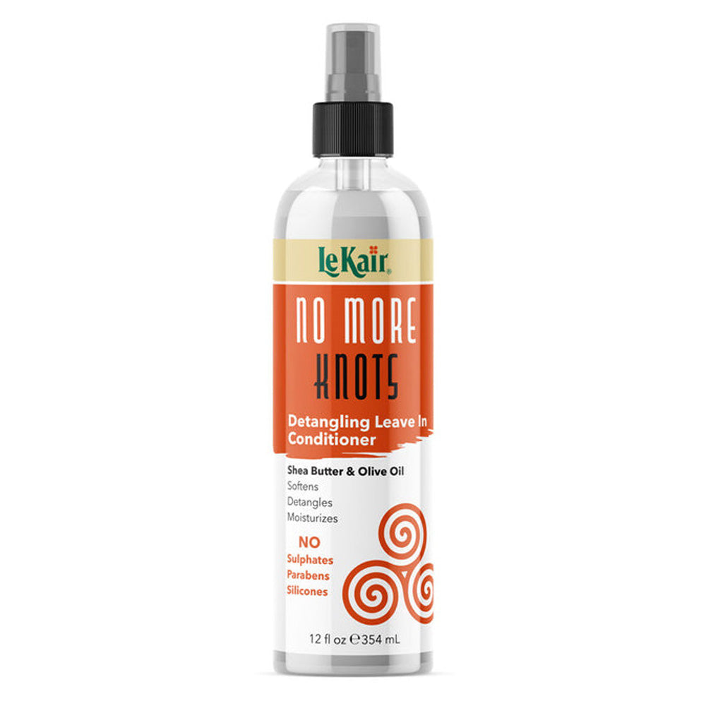 Lekair No More Knots Detangling Leave In Hair Conditioner with Shea Butter and Olive Oil 12Oz (354ml)