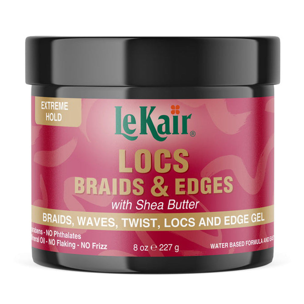 Lekair Locs Braids and Edges Gel 8Oz (227g) Plus Cholesterol for All Hair Types 2.4Oz (68g)