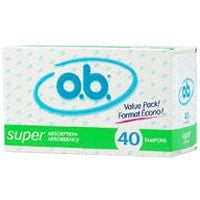 O.B. Non-Applicator Tampon, Value Pack, Super Absorbency - 40 Ea