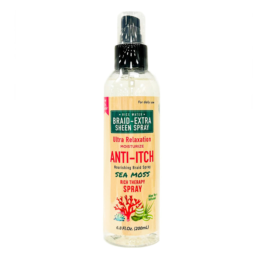 Dr Girls Braid Extra Sheen Spray Ultra Relaxation Moisturize Anti Itch with Sea Moss 6.8Oz (200ml)