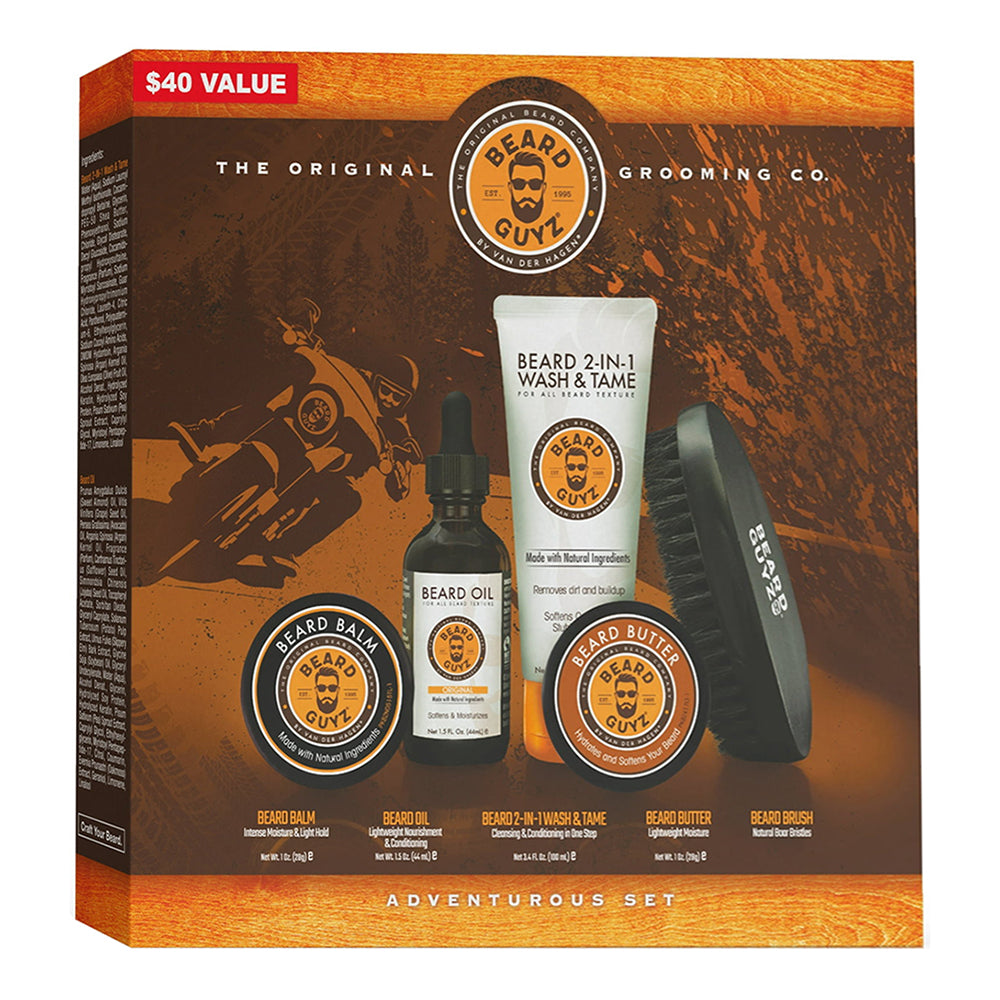 Beard Guyz Adventurous 5 Piece Grooming Set for Wash Condition and Style 1Ea