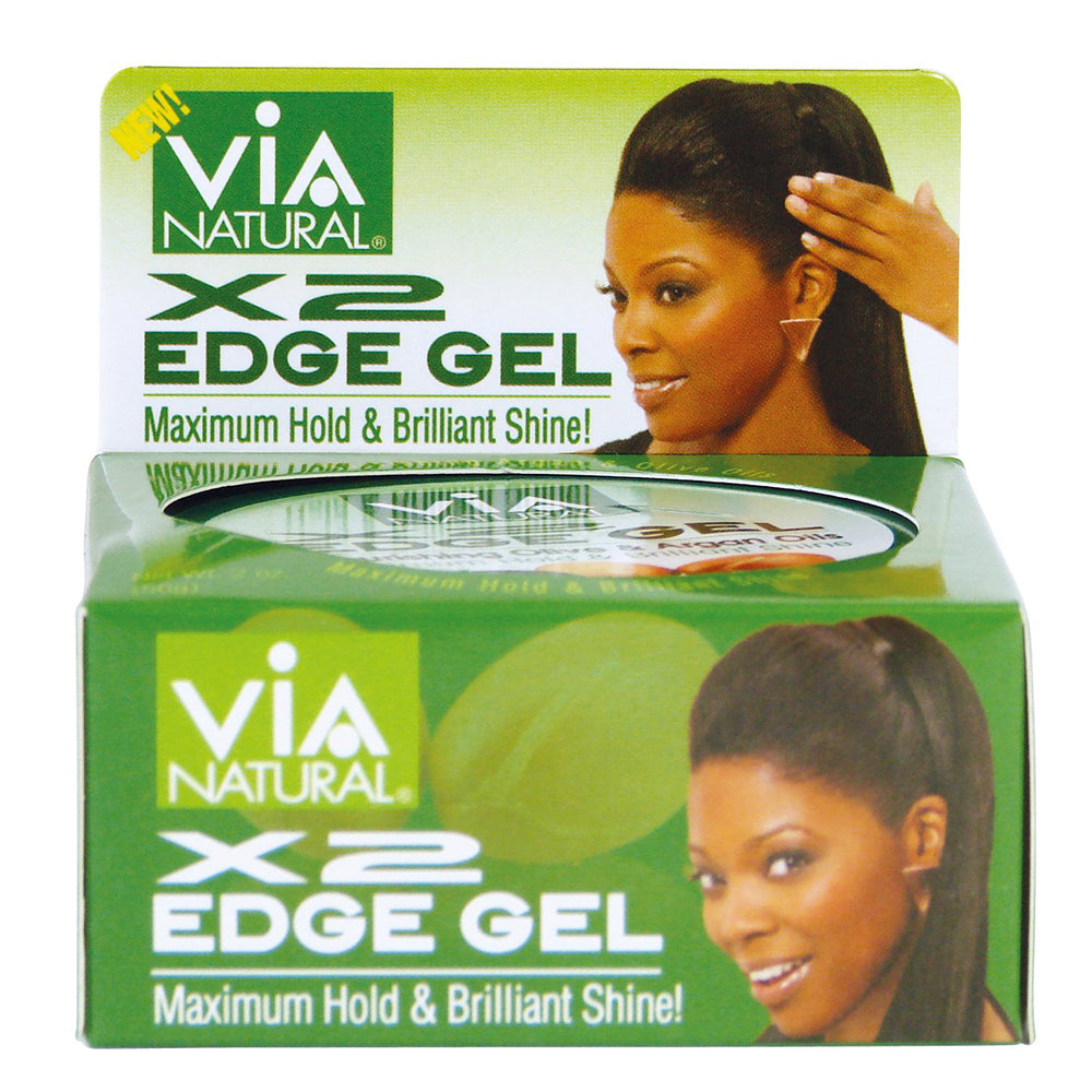 Via Natural X2 Edge Gel for Maximum Hold and Shine for Hair 2Oz