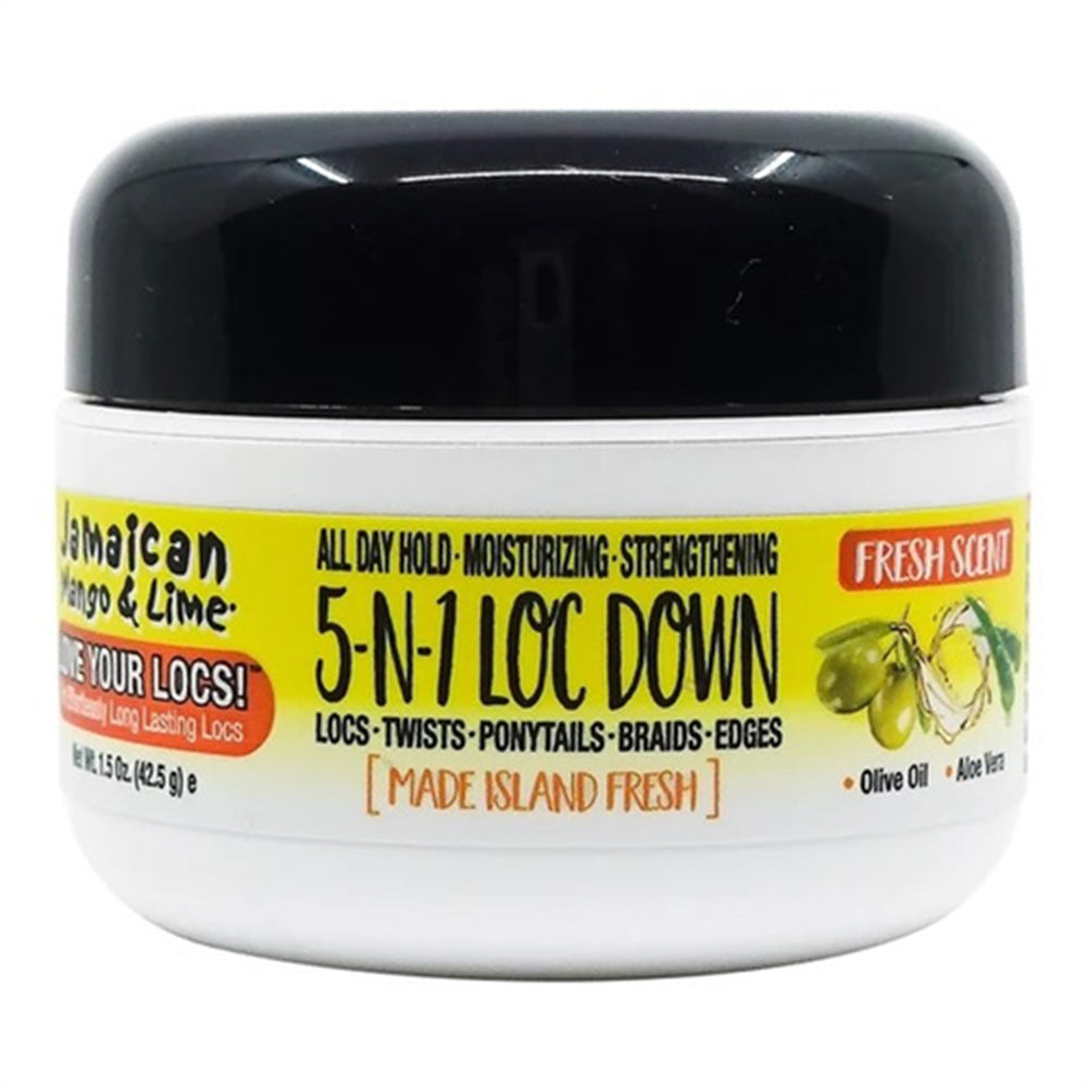 Jamaican Mango Lime 5 in 1 Loc Down Gel All Day Hold Moisture for Locs Edges and Braids 1.5Oz (42.5g)