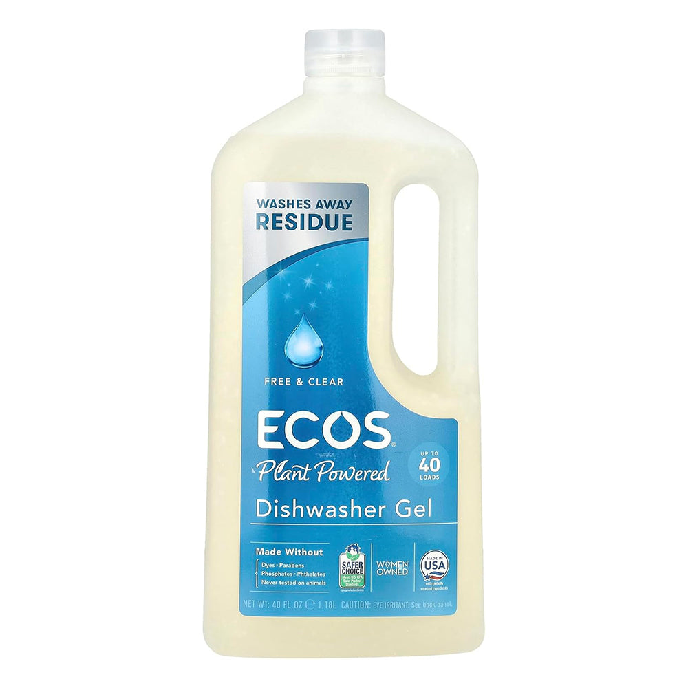 ECOS Free and Clear Plant Powered Dishwasher Gel Cleans without Etching 40Oz
