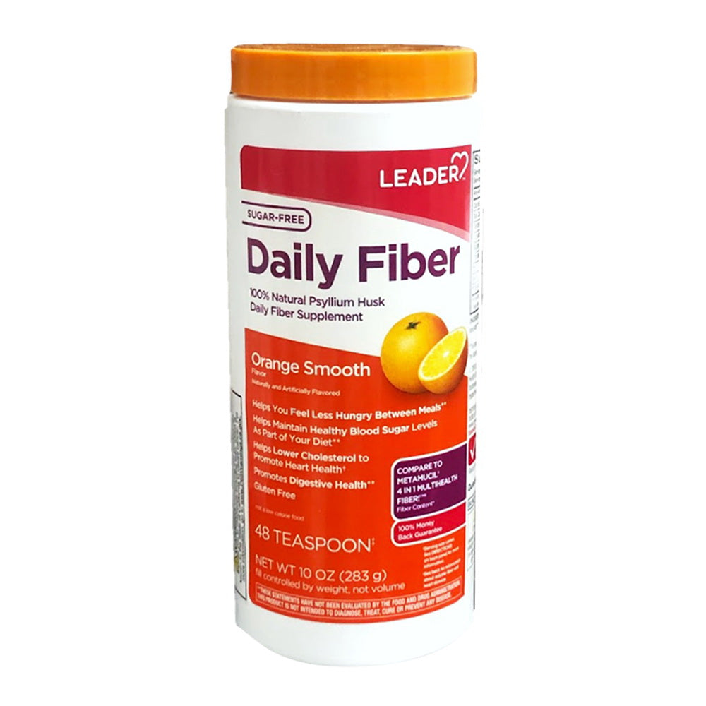 Leader Daily Fiber Powder with Orange Smooth Flavor, 10 Oz