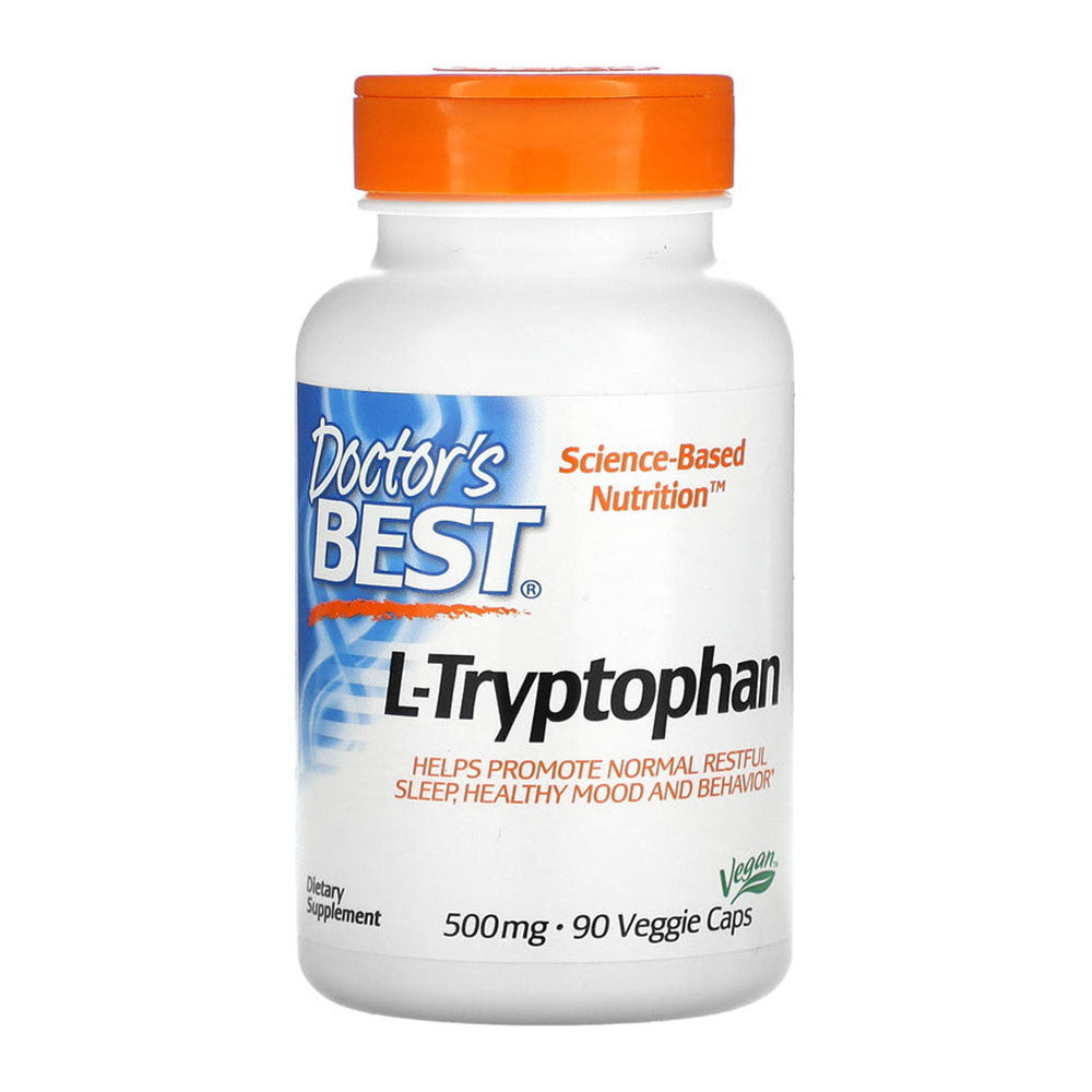 Doctors Best L Tryptophan 500 mg Veggie Capsules, 90 Ea