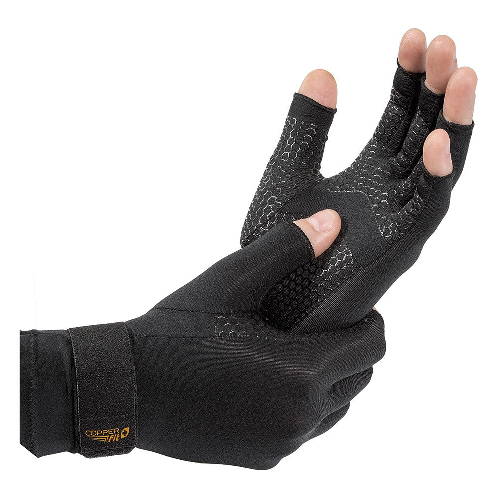 Copper Fit Ice Compression Gloves Infused with Menthol, Black, Large And X Large, 1 Pair