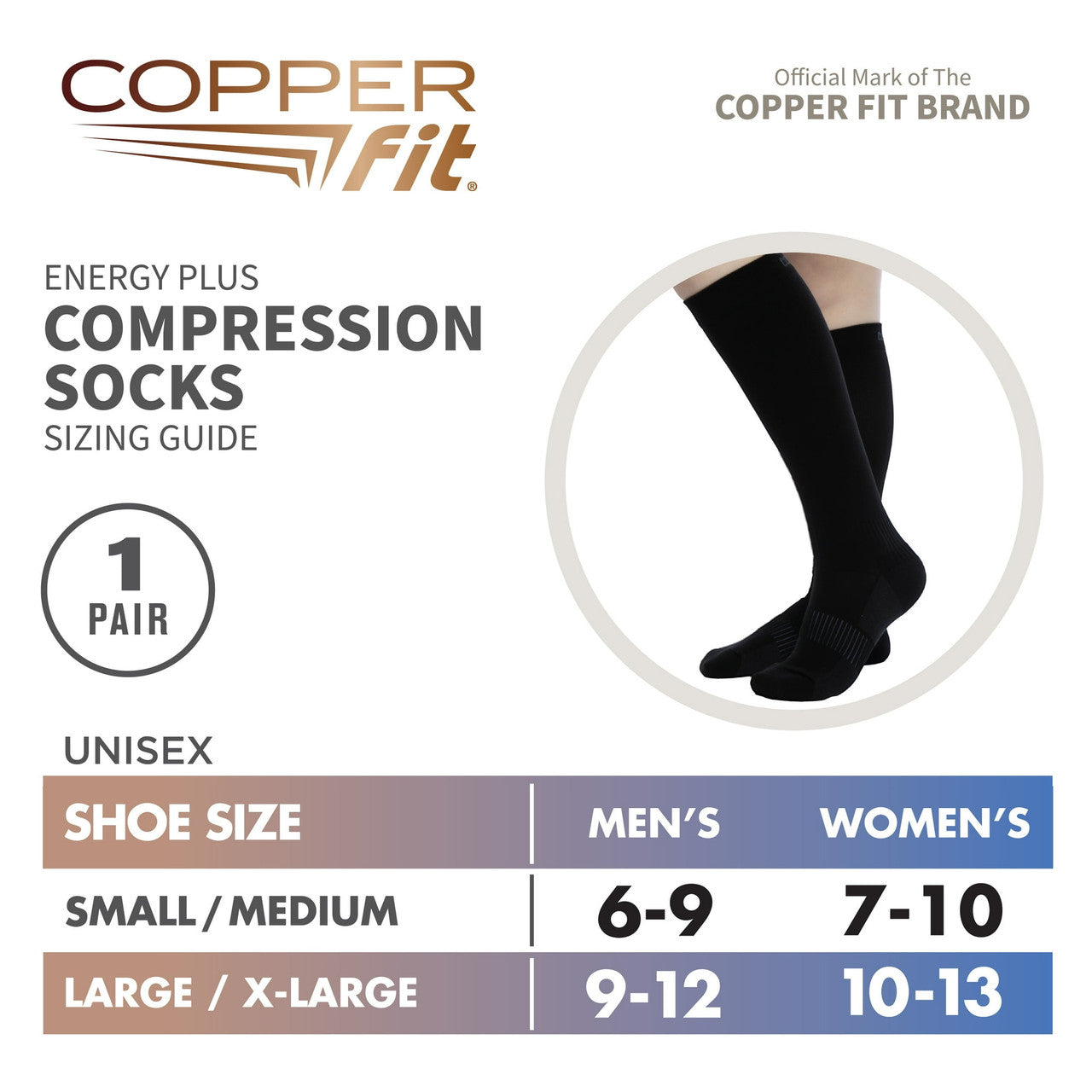 Copper Fit Hydrating Socks Large Compression and X-Large, 1 Pair