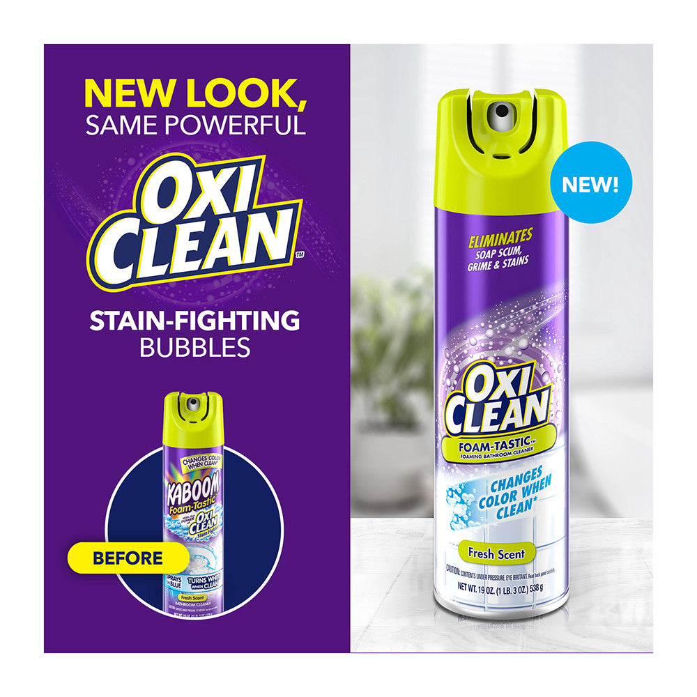 Oxi Clean Foam Tastic Foaming Bathroom Cleaner, Fresh Scent, 19 Oz
