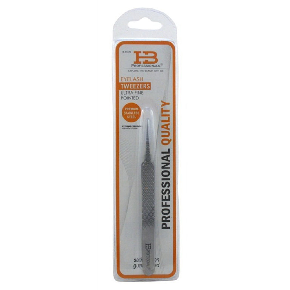 Hb Professionals HB-9137D Eyelash Tweezers Ultra Fine Point Stainless Steel Lash Tool 1Ea