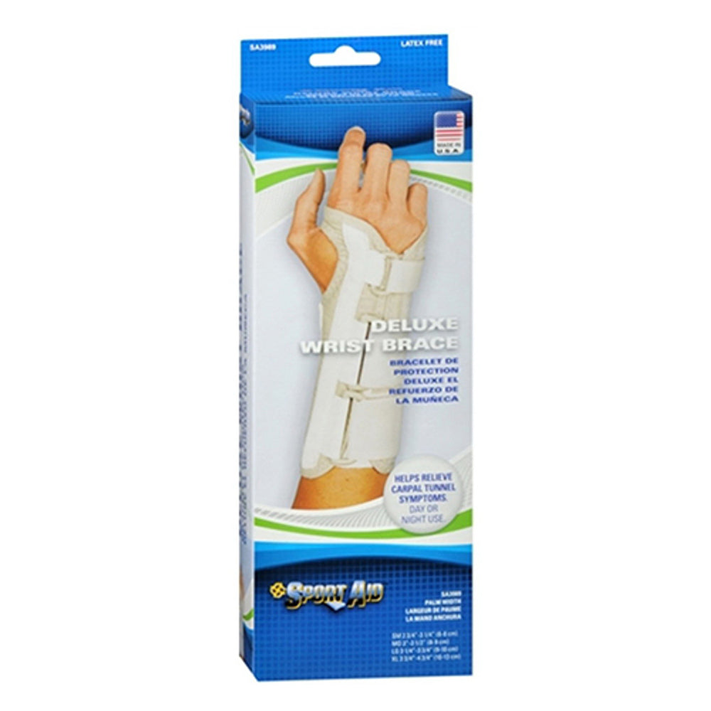 Sportaid, Wrist Brace Deluxe, Left, Beige, Small, Size: 2.75 - 3.25 Inches - 1 Ea